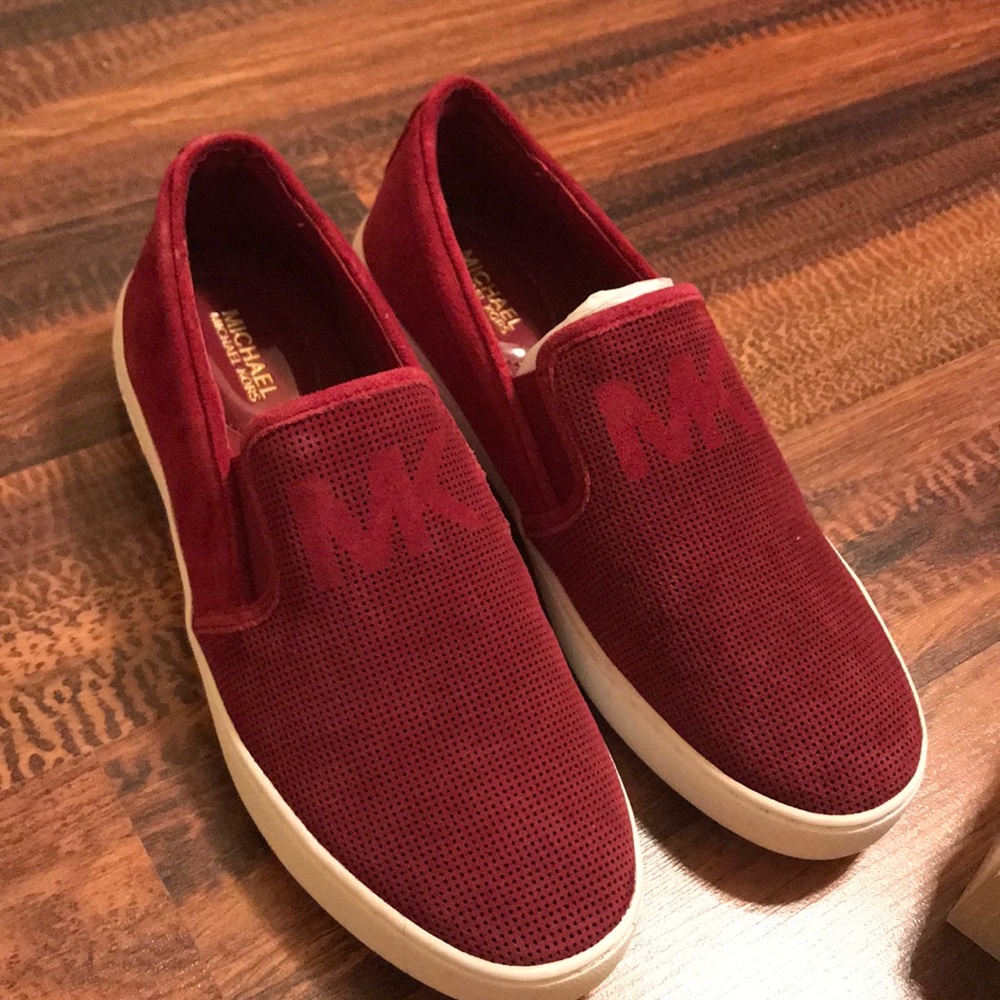 Michael Kors Keaton red suede slip on 38.5/8